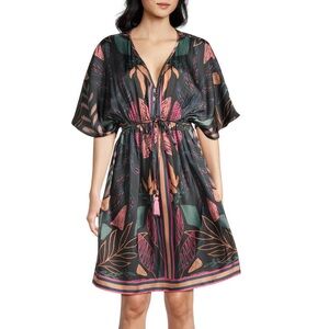 Cost Plus World Market Mira Multicolor Tropical Wailea Short Kaftan Dress